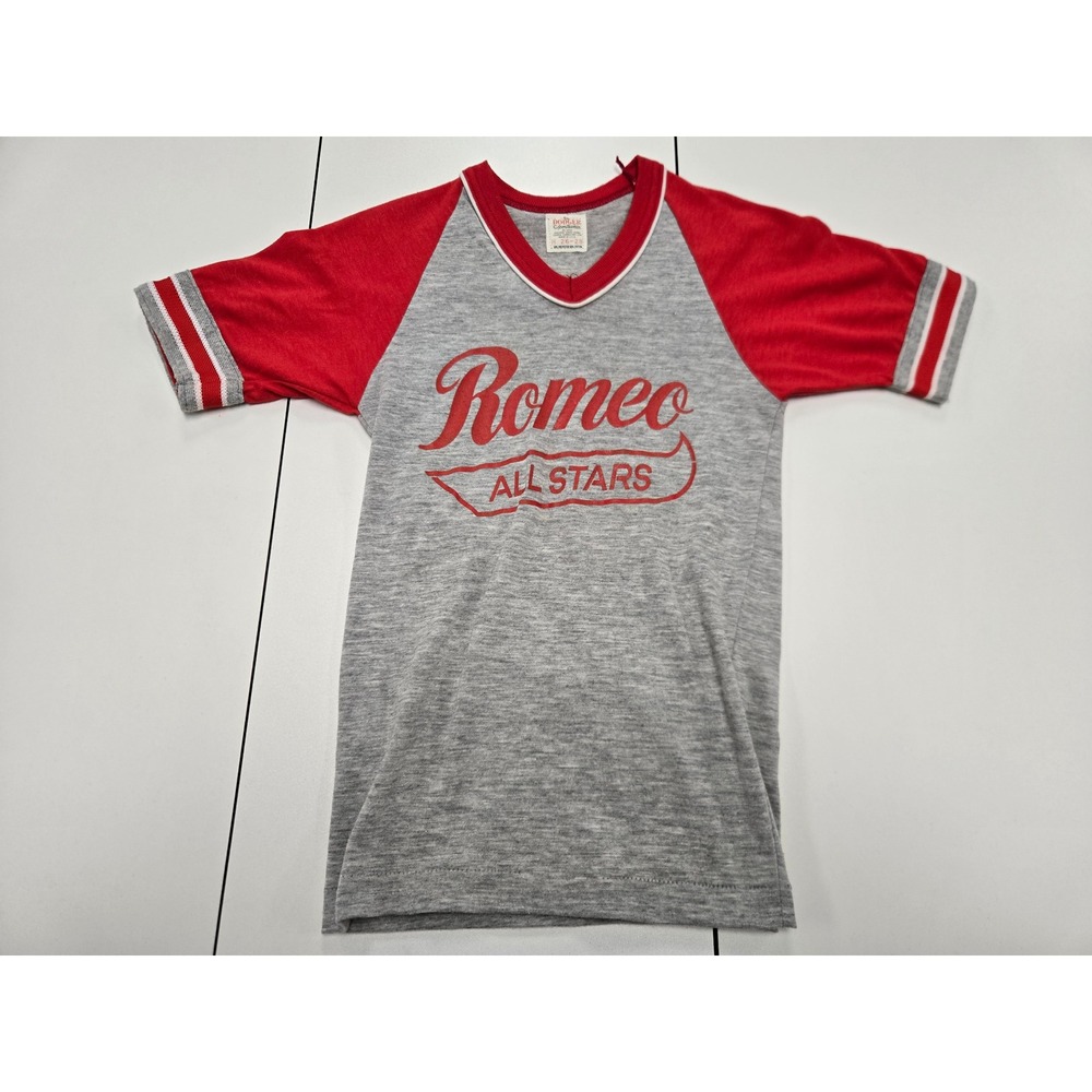 Vintage Dodger Sportswear Romeo All Stars Shirt Youth M Gray Red Raglan Jersey